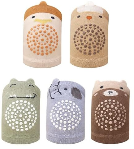 SacJkt Knieschoner Baby Krabbeln, Krabbel Knieschoner Baby mit Rutschfesten Noppen, 5 Paar Niedlich Elastische Kniepolster für Jungen und Mädchen（0-5 Jahre alt）