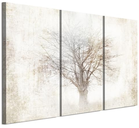 LUMASOUL Modernt vardagsrum dekoration bilder 3 delar - väggdekoration natur motiv - dekorativa bilder med träramar och vävstolar vardagsrum och sovrum - 120 x 80 cm