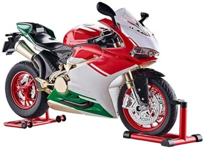 Motorcykelmodell av legering i skala 1:9 – simuleringsmotorcykel med tändsystem, rökspray, immunsiva ljus- och ljudeffekter, gåva till entusiaster (röd)