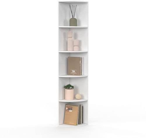 IDMarket - Etagère Murale d'angle MODULA 5 Niveaux Blanche à Poser ou à Fixer