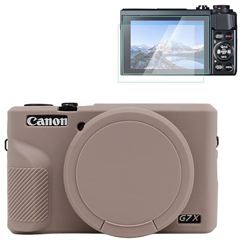 Rieibi Funda de silicona para Canon G7X Mark III, G7X Mark III accesorio con 2 protectores de pantalla, cubierta de lente extraíble para Canon G7X Mark III funda
