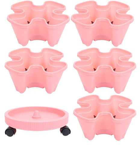 Yardenfun Fioriera Verticale Impilabile a Livelli per Fragole e Erbe Aromatiche Torre Salvaspazio Base Girevole Vaso da Giardinaggio in Plastica Resistente per Balcone Patio e Giardino