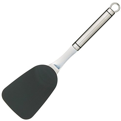 KitchenCraft Tagliapesce professionale con manico in acciaio inox, nylon antigraffio, 32 cm, argento/nero