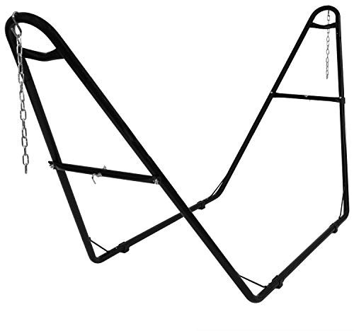 Sunnydaze Universeller Stabiler Hängemattenständer aus Stahl - Hängemattengestell mit bis zu 249,5 Kg Gewichtskapazität - Hängematten Gestell für Hängematten von 274,3 cm bis 426,7 cm Länge - Schwarz