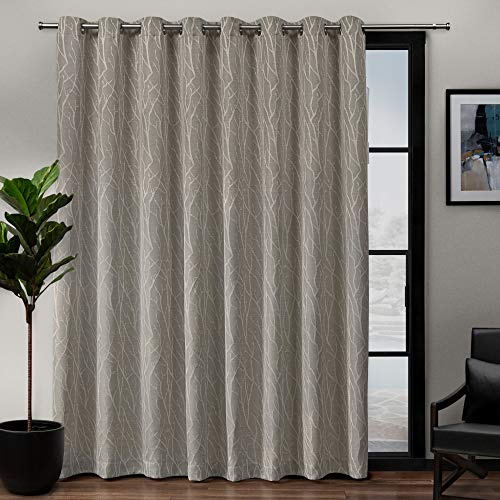 EXCLUSIVE HOME Forest Hill Patio Woven Room Darkening Blackout Grommet Top Single Curtain Panel, 108x84, Natural