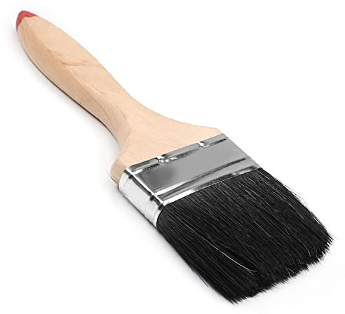 Utoolmart Black Pig Hair Paint Brush 24.5cm Total Length Wooden Handle Professional Wall Brush Set 3Inch Bristles Working Diameter for Internal and External Work Walls Houses Decorations 1pcs