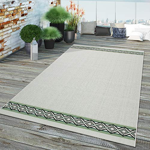 TT Home In-& Outdoor Teppich Terrasse U. Balkon Geometrisches Design Modern Beige Grün, Größe:120x170 cm