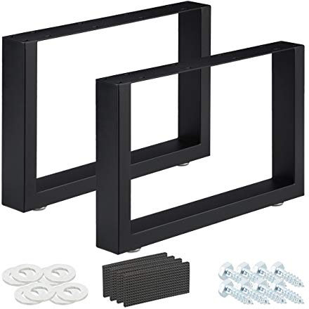 Relaxdays Tischkufen 2er Set, BxH: 64x40 cm, Metall Tischbeine Schreibtisch, Esstisch, Couchtisch, Industrial, schwarz