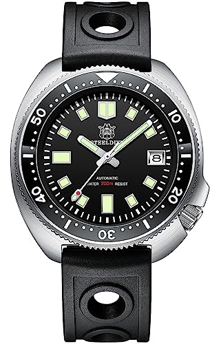 London Craftwork SD1970 Steeldive Captain Willard 6105 automatisk dykarklocka NH35 rörelse, svart, Militär