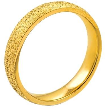 meditoys · Bague en acier inoxydable pour femmes · Bague en acier inoxydable dorée avec finition sablée · Acier inoxydable de haute qualité plaqué or · Sans nickel · Intemporel et élégant · Largeur 3