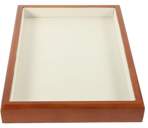 MUCKLILY Plateau à Bijoux Bois Présentoir Plateau De Rangement Pour Bijoux Et Objets De Collection Avec Doublure Velours