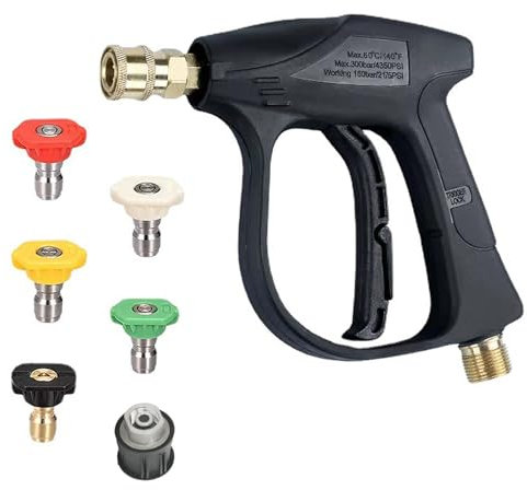 Pistolet de nettoyage haute pression avec 5 embouts de buse de pulvérisation amovibles, 4350 PSI 1/4, raccord M22-14 mm, kits de nettoyage pour Karcher