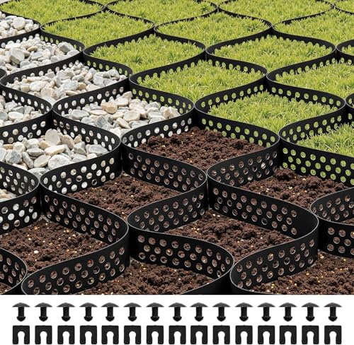 VEVOR Stabilisateur de Gravier, 10 x 3 m, Grille de Stabilisation de Sol Géocellulaire, Profondeur 5 cm, Retenue de Gazon au Sol Stable, pour Allée, Patio, Jardin, Terrasse, Surfaces Planes, Pentes