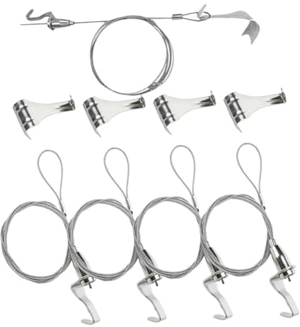 Healifty 5 juegos Kit de Ajustable Cable Resistente Ganchos para Imágenes y Sistema de Suspensión para Hogar Oficina y Galerías