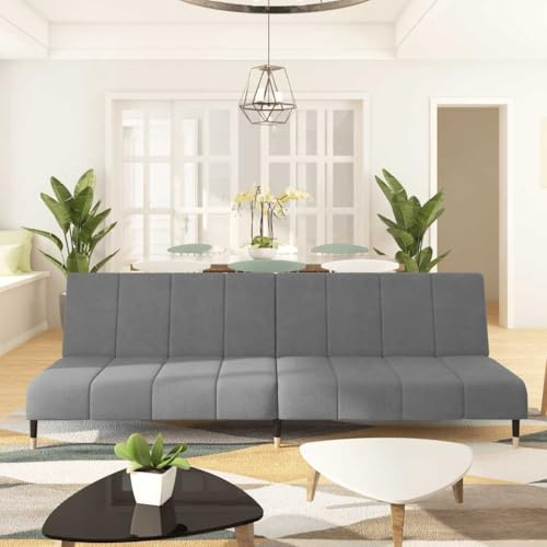Tonture Bäddsoffa 2-sitsig ljusgrå sammet, förvandlingssoffa med träram, 200 x 84,5 x 69 cm, för vardagsrum, gästrum, bekväm sittupplevelse