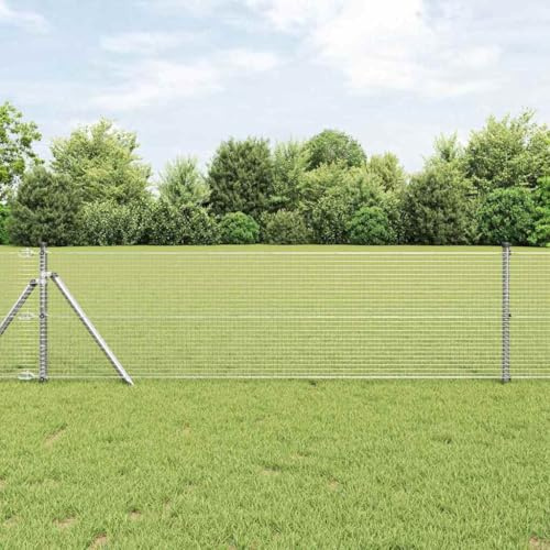 Recinzione a bastoncini, in argento, 0,8 x 50 m, per esterni, giardino, campeggio e stagno