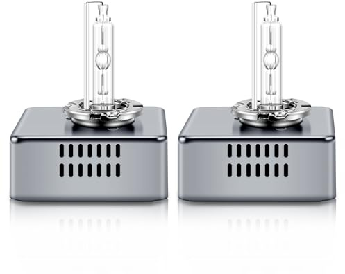 BIHEE Lampadina allo xeno D5S, 25 W, 6000 K, luce bianca HID, base in metallo, per auto, 2 pezzi