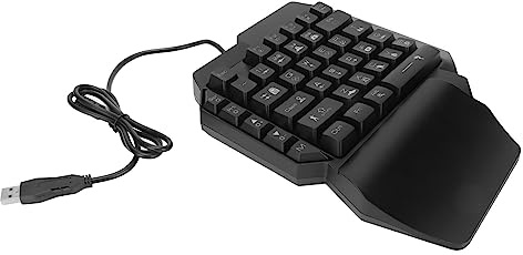 Omquot Kompakt Enhandstangentbord RGB-bakgrundsbelyst USB-speltangentbord Plug and Play för Stationära och Bärbara Datorer