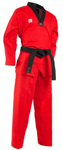 Mooto Korea TaeKwonDo TKD Basic4 Color Dan DoBOk TKD Uniforms 0000 to 6 (Red, 160(US2)(4.92-5.24ft or 150-160cm))
