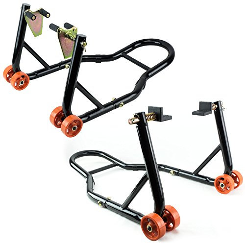 Verda Motorradständer Set VORNE + HINTEN Motorrad Montageständer | L-Form und V-Typ | Für Alle Motorradtypen, Stabil und Robuste Konstruktion, Einfaches Anheben und Wartung