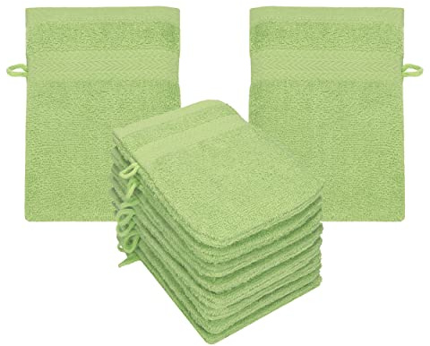 Betz PREMIUM Wash Gloves 10-piece set - terry flannels for face cleaning - made of 100% cotton - baby wash mitt colour apple green