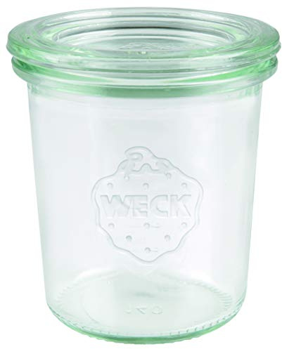 Weck 761 Glass Jars 140 ml Preserving Jar with Glass Lid for Preserving Heat Resistant Microwave Safe Oven Safe Round Edge Glass Set of 12 Transparent