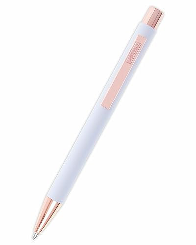 Online Kugelschreiber Soft Metal, Druckkugelschreiber aus Aluminium, auswechselbare Großraum-Mine, Schreibfarbe blau, dokumentenecht, White Rose mit Softtouch Feeling, Metallclip