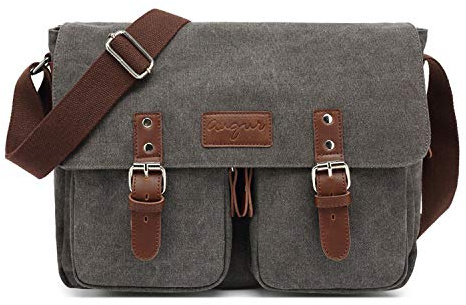 FANDARE Vintage Bolso de Bandolera Lona Bolsa de Mensajero Ampliable Mensajero Crossbody Bag Hombres Mujeres Bolsa de Hombro para 10.9 Pulgadas Tablet Viaje Negocio Universidad