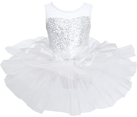 IEFIEL Flickklänning, balettklänning, barn, balettklänning, glitter, balettdräkt med tyllkjolar, paljetter, klänning, prestanda, dansklänning
