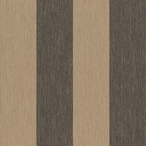 Rasch Tapet 844030 – fibertapet med blockremsor i guld och svart från kollektionen Perfecto VI – 10,05 m x 0,53 m (L x B)