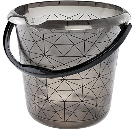 keeeper Eimer mit integrierter Mess-Skala und ergonomischem Griff, 10 l, Ilvie Polygon, Crystal Grey