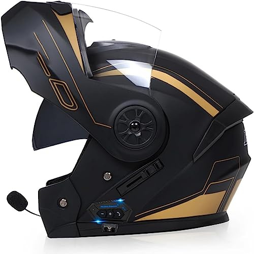 ZHTBATE Bluetooth Casco Modulare per Moto con Doppia Visiera Antiriflesso,per Moto Integrale con Radio FM Integrata Bluetooth Caschi Integrati Bluetooth con Approvazione ECE
