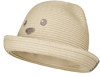 Sterntaler Strohhut Bär - Sommer Hut mit Bärengesicht und Ripsband - UV-Schutz 50+ Sonnenhut - Baby und Kinder Sommer Kopfbedeckung - Sand, Größe 49