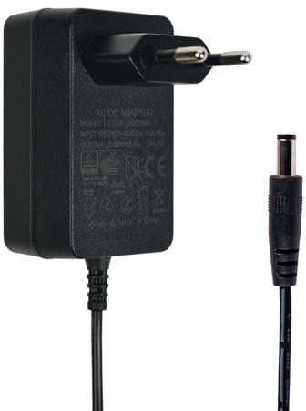 Chargeur Bloc d'alimentation CC 12 V 2 A 24 W, Adaptateur Secteur 5,5 mm x 2,5 mm pour Caméra de Surveillance, Appareil Photo, Bande LED, Boîtier TV, Enregistreur (1,5 m)