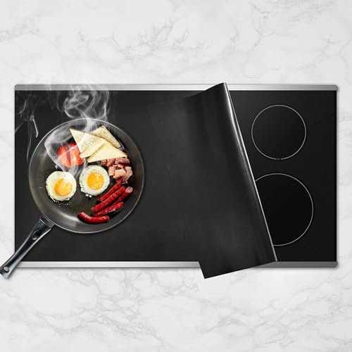 SOONHUA Kitchen Induction Hob Protector Mat,80x50 CM Cooktop Scratch Protector,Silicone Induction Hob Cover Heat Resistant Stove Mat (Magnetic)