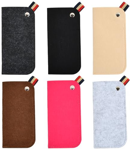 Amexo Filz Brillentasche, 6 Stück Brillenetui Filz filz-Aufbewahrungstasche für Brillen Sonnenbrillen Slip In Brillenetui Tasche, Tragbare Tasche Weiche Einstecktasche für Damen Herren 9 * 18cm