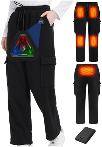 CYCYHEAT Pantalon Chauffant Femme & Homme avec Batterie et Commande 4-en-1 – Pantalon Thermique Imperméable avec Technologie de Chauffage Améliorée pour Ski, Randonnée & Activités Outdoor