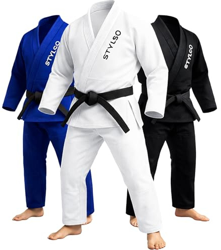 Stylso BJJ Gi for Men – IBJJF Approved Brazilian Jiu Jitsu Gi Kimono, Preshrunk Pearl Weave Fabric, Lightweight & Durable Competition Training Judo Gi