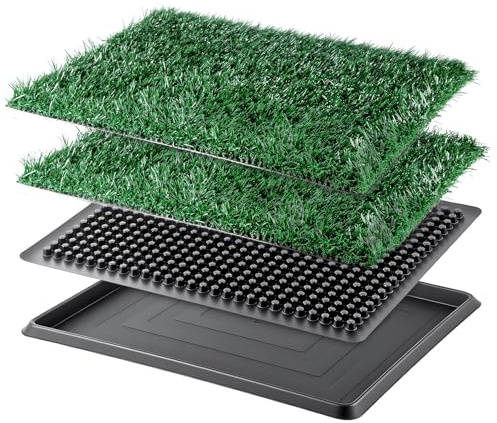 Dog Toilet Tray with Artificial Grass – Reusable Dog Litter Tray for Puppies and Small Dogs, Portable Potty with Drainage System for Flat or Home Use Indoor (20 x 16 inch -Style 2)