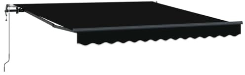vidaXL Auvent Rétractable Noir 300 x 250 cm Tissu, Pare-Soleil de Balcon, auvent rectangulaire rétractable, Protection Jardin, Couvre-Patio, résistant aux UV