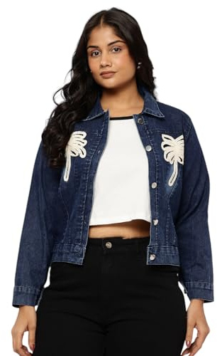 Aarika Dam jeansjacka med blått broderi, Marinblå, 36