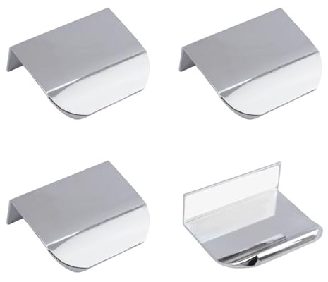 MOROBOR Fingerkantdrag, 4 st Dolt Handtag Aluminiumlegering Osynligt Handtag 50 mm Klar Krom Möbelhandtag Självhäftande Direkt Skåp Låda Dra