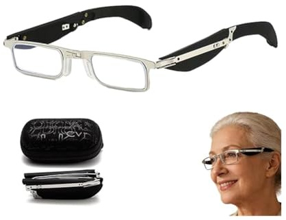 Rietoiu Foldable Anti-Blue Light Reading Glasses with Case,Foldable Reading Glasses Smart Gadgets,Foldable Anti-Blue Light Readers, Senior Magnifying Glasses (Black, +2.5)
