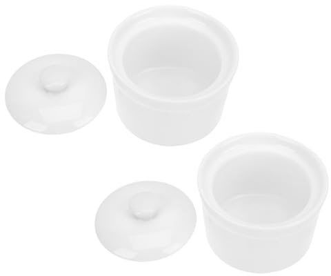 Hohopeti Ollas de Cerámica para Sopa con Tapa 380 Ml, 2 Piezas, Resistentes a Microondas y Horno, Cazuelas para Guisos y Comidas Calientes, Sopera Multifuncional para Uso Diario