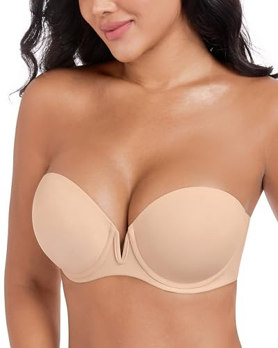 DotVol Soutiens-Gorge sans Bretelles pour Femmes à Armatures, Push-up, Dos Nu, rembourrés,Bandeau, antidérapants pour Robes de mariée