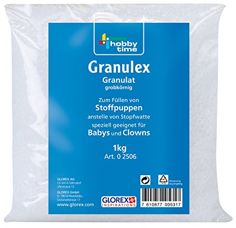 Glorex 0 2506 - Granulex grueso 1 kg relleno de grano grueso para rellenar muñecos y peluches lavable