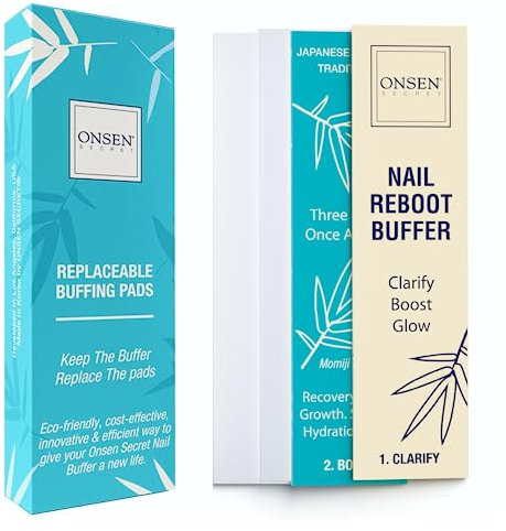 Onsen Secret Nagelpolierblock-Ersatzpolster - 3-fache Politur für eine glatte und natürliche Nagelpolierung mit 3 Seiten grob, weich und seidig - nur Ersatzpolster - 4 Kombinationspolster - 1 Pack
