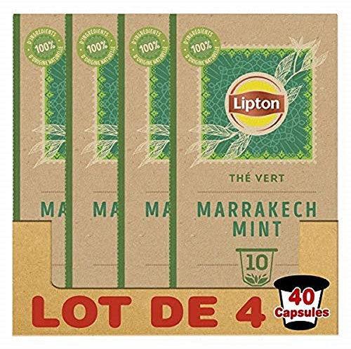Lipton Thé Vert Marrakech Mint (Lot de 4x10 Capsules)