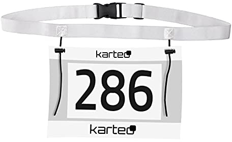 Karteo Startnummerbälte med Justerbart Elastiskt Band och Flyttbara Snörfästen för Löpning, Marathon och Triathlon