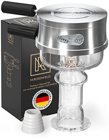 M. ROSENFELD Glaskopf Shisha Set – Shisha Kopf Set, Phunnel Kopf mit Smokebox HOOKARTIS mit einzigartigem Multi-Ring-Boden - passt für alle gängigen Köpfe, Designed in Germany